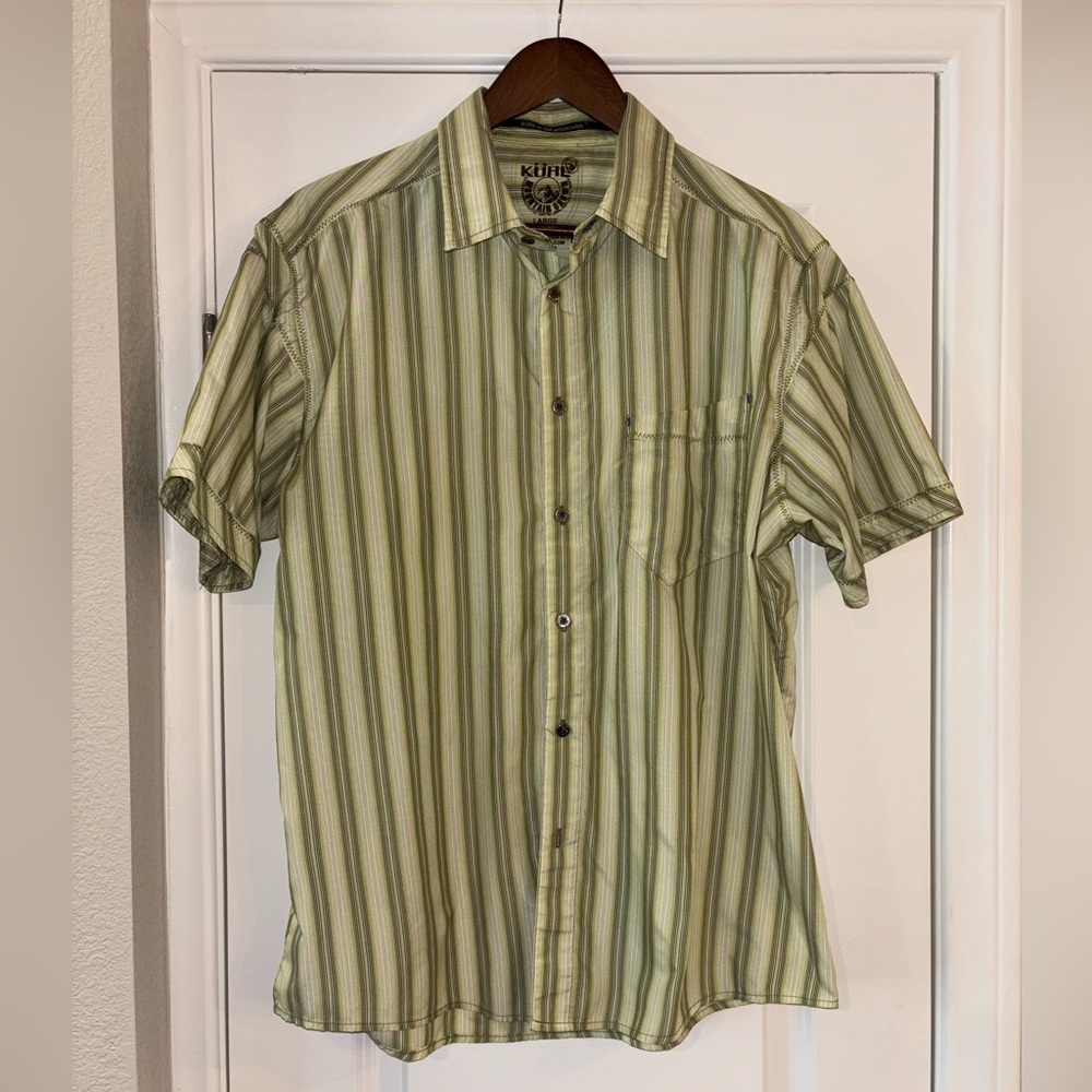 Kuhl Green Casual Button Down Shirt with Stripes